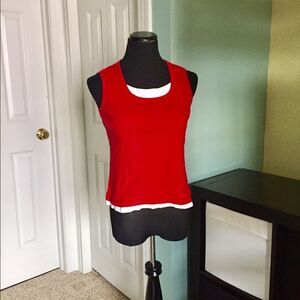Red and white tank top in cotton